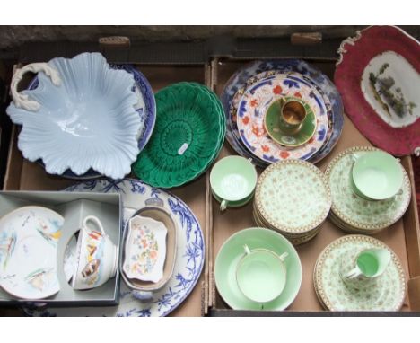 A collection of late Victorian Brownfield tea wares with printed floral decoration, a boxed Royal Worcester cup and saucer wi