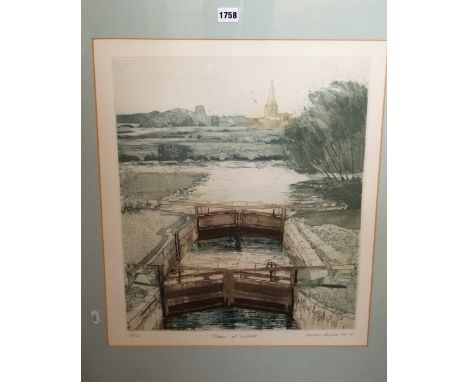Michael Chaplin,  RE (British B.1943) - The Thames at Lechlade, coloured limited edition etching, signed, 56 x 46cm, together