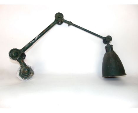 A vintage industrial articulated wall lamp, attributed to Dugdills, 60cm (adjustable)  