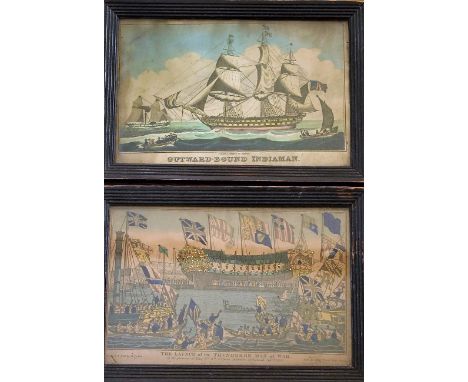 W Belch (early 19th century) - Coloured and embellished engraving - The Launch of the Thunderer Man of War, 1831, 20 x 30cm a