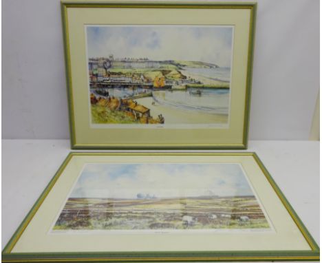 'Whitby Harbour' and 'R A F Fylingdales', two ltd.ed colour prints signed by John Freeman (British 1942-) 36.5cm x 52.5cm (2)