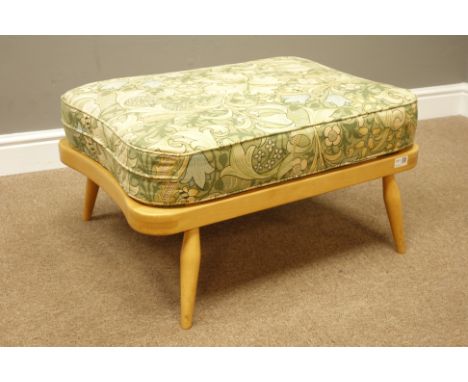 Ercol 'Windsor' light beech footstool with upholstered seat cushion   Condition Report   Click here for further images, condi