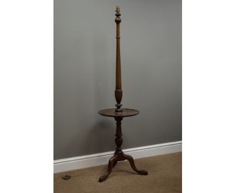 Georgian dumb-waiter style standard lamp on turned column and tripod base, circular revolving tier, D39cm, H153cm   Condition