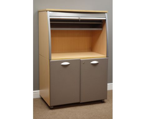 Light wood finish office storage cabinet, W92cm, H137cm, D57cm