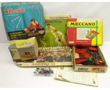 Collection of toys, vintage Meccano, Mamod 'S.E.I' stationary steam engine, Britains led toys etc   Condition Report   Click 