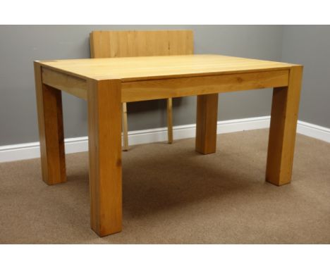 Rectangular light oak dining table with additional leaf, 90cm x 140cm - 190cm, H78cm