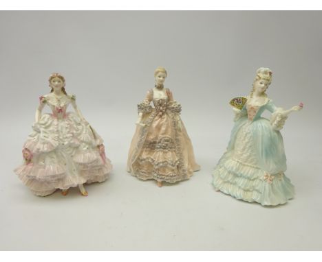 Two Coalport 'Femme Fatales' limited edition figurines 'Marie Antoinette' & 'Madame De Pompadour' and Royal Worcester figure 