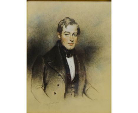 Portrait of a Young Gentleman, charcoal and watercolour indistinctly signed and dated 1839, 42cm x 32cm   Condition Report   