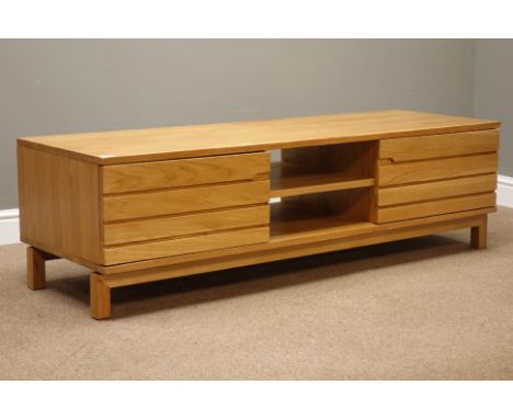 Light oak television stand with  W150cm, H44cm, D50cm   Condition Report   Click here for further images, condition, auction 