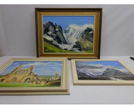 'Les Hautes Alpes', 'Byland Abbey', 'Glen Coe' and 'Cuillin Hills Skye', four 20th/21st century oils on board/canvas signed b