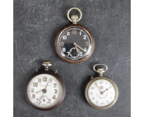 A WWI German officers stem wind alarm pocket watch, by Junghans, 52mm; together with a&nbsp;W. Rosskopf &amp; Co stem wind po