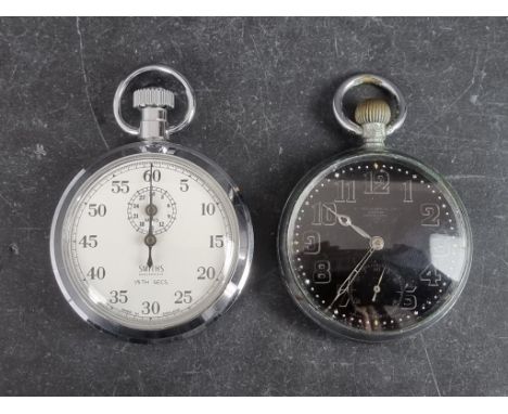 A WWI era Admiralty pocket watch,&nbsp;by A H Williamson Ltd, 50mm; together with a Smiths stopwatch. (2)