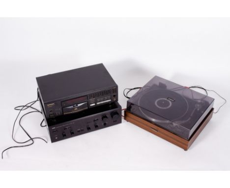 A YAMAHA AX-550 AMPLIFIER together with a Pioneer PD-8700 CD player and a Pioneer PL-12D turntable (3) Condition: untested fo