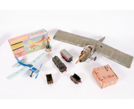A FROG 'BUCCANEER' READY TO FLY AEROPLANE MODEL in original box together with an O gauge electric railway tank locomotive, 21