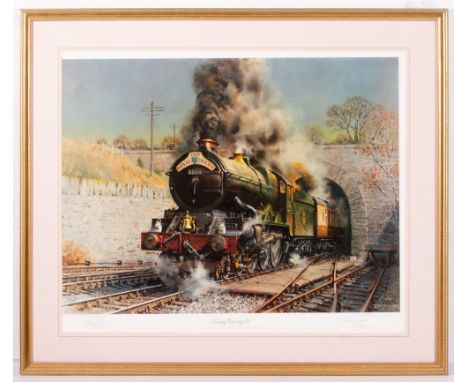TERRENCE CUNEO  King George V number 6000 with a down Royal Duchy leaving the Dainton Tunnel, limited edition signed print nu