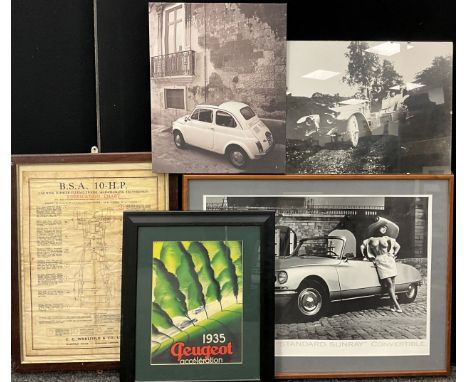 Pictures and prints - Citroën DS 21 “Standard Sunday” Convertible, framed black and white poster, 65cm x 83.5cm overall frame