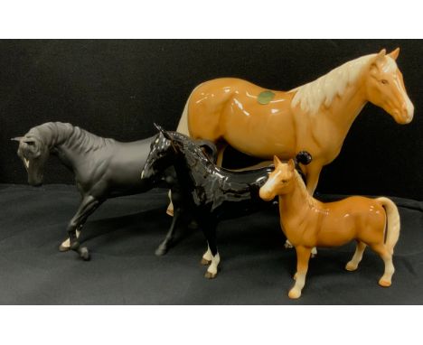 Beswick horses and others including; Beswick Black Magic horse, black gloss, 20cm high, Black beauty, matte finish, 20cm high