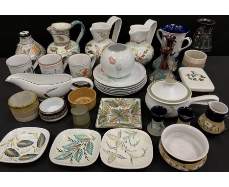 Denby Glynn College ware including; jugs, vase/lamp, trinket trays,etc ; Langley Mill chine ware