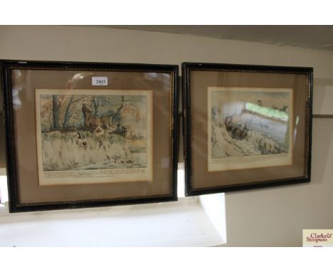 A pair of humorous hunting prints