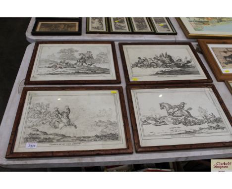 A set of four 19th Century humorous hunting prints, published by H.K. Humphrey St. James Street, London