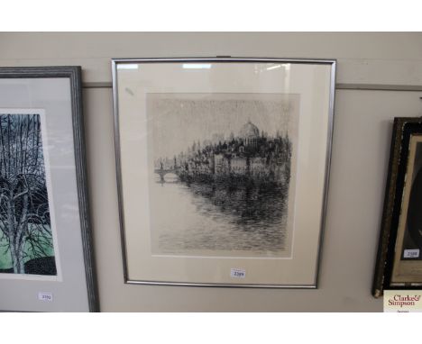 Robert Hume, pencil signed lithograph, London river scene 6/40