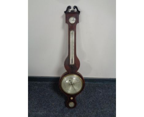 A 19th century inlaid mahogany barometer by W. Wright of London 