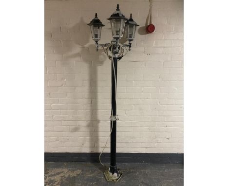 An electric galvanised metal three way garden street light