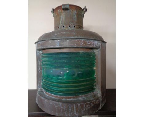 An antique copper ship's bulkhead lamp - Starboard 