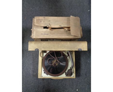 A vintage Collaro microgram tabletop record player in original retail box 