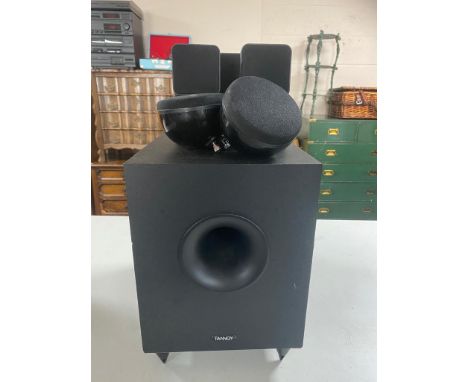 A Tannoy 5.1 sub woofer together with a set of five Cambridge audio surround sound speakers 