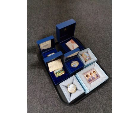 Eight boxed Halcyon Days enamel boxes with certificates 
