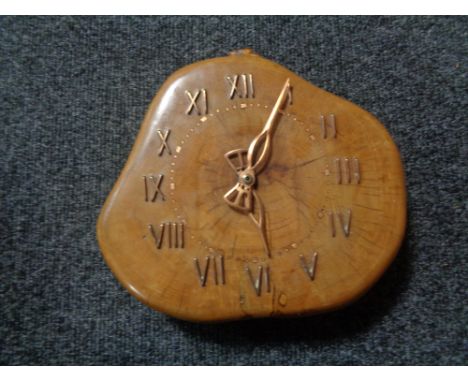 A twentieth century rustic battery operated wall clock made from silver birch by Sinclair Sutherland of Tynemouth