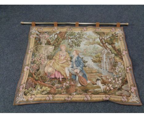 A Franklin Mint by Marc Waymel wall tapestry on brass rail 