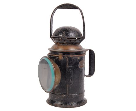 A vintage British Rail railway lamp / lantern. Plaque to side reading ' 21763 '. Retains 2/3 of its original inner coloured g