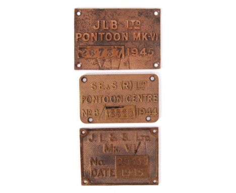 A selection of WWII Second World War era boat / ship plaques. Including two from military pontoon boat MK-VI dated 1945, one 