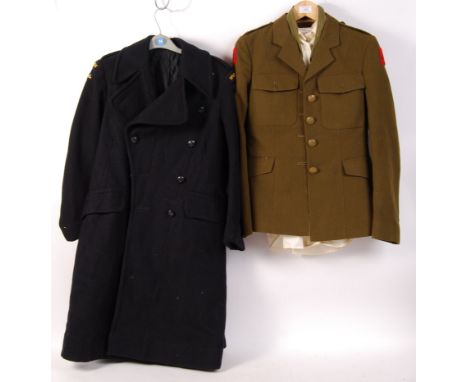 A WWII Second World War British Women's CD Civil Defence uniform greatcoat by A &amp; J Mandel LTD dated 1943 with arm patche