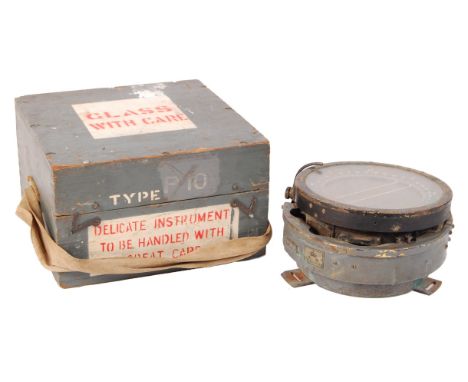 An original WWII Second World War RAF issue Lancaster Pilot's navigational ' P10 ' Compass. The compass mounted on a brass ba