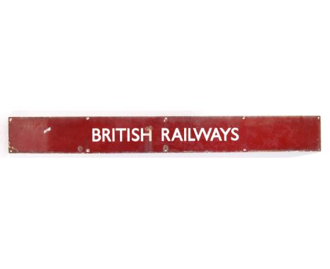 A rare original vintage British Rail BR enamel Quad Royal poster board header enamel train station sign ' British Railways '.