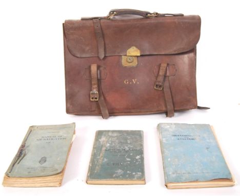 A collection of pre-WWII Second World War RAF items, all related to a G. Viel, to include: a 1940's leather brief case with i