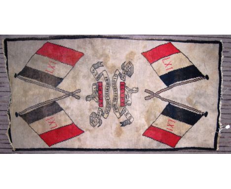 A 20th century (possibly WWII Second World War) 2nd Battalion Gloucestershire Egypt Regiment tapestry / wall hanging. Having 
