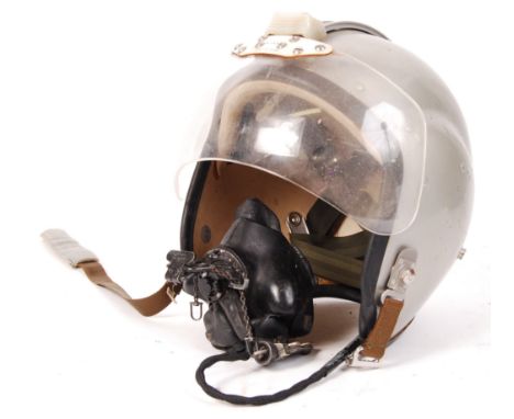 A vintage c1970's / 80's Army issue Helicopter / Pilot's flight helmet and mouthpiece. Makers label to interior with ' Mk1a '