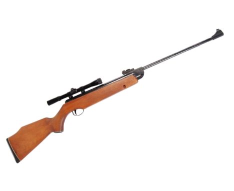 A good vintage Webley &amp; Scott made .22 calibre air rifle. Fitted with a Kassnar 4x20 scope, with safety and wooden stock.