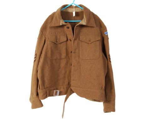 A reproduction post war British military Colonel uniform battledress blouse by ' What Price Glory ' having stripes, airborne 