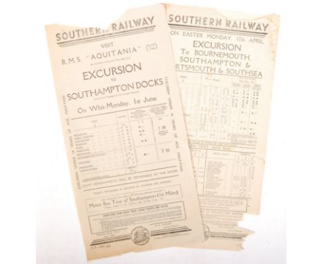 An original vintage Southern Railway Excursion handbill to visit ' RMS Aquitania at Southampton Docks ' on Whit-Monday 1st Ju