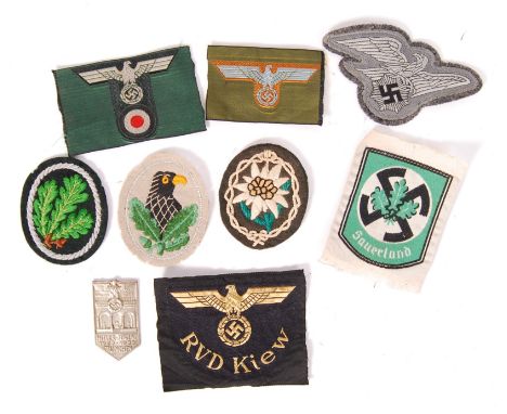 A good collection of 9x original WWII Second World War era German Third Reich Nazi insignia uniform patches. To include; Jage