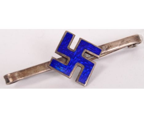 An early 20th century, likely Edwardian, hallmarked silver and blue enamel Aviators Club / aviation 'good luck' brooch / badg