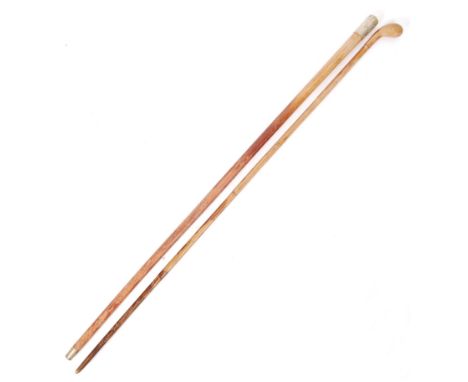 Two WWI First World War walking / swagger sticks to include; Royal Marine Artillery capped stick and an officer's stick with 