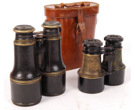Two pairs of antique / vintage early to mid-20th century binoculars. Comprising: a pair of H. Hughes &amp; Son of London bino