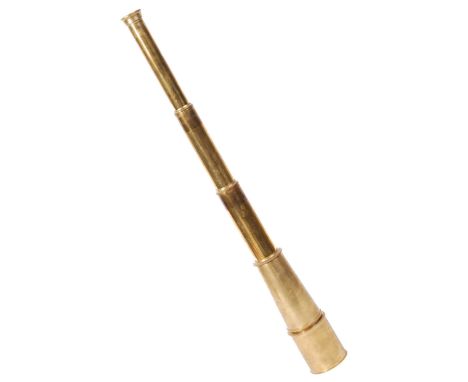 An antique early 20th century naval / military issue three-draw brass telescope with makers marks for W &amp; J George, of Lo