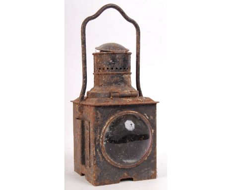 An original vintage mid-century British Rail railway locomotive lamp / lantern. Complete with both glass lenses ( one red, on